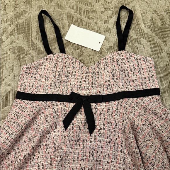 Zara Combination Structure Top Pink Black Tweed with Bow Ref 3644/172/620 NWT - Picture 12 of 13